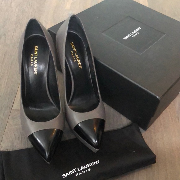 Saint Laurent Shoes - SAINT LAURENT Janice Nappa Leather Grey/Black
